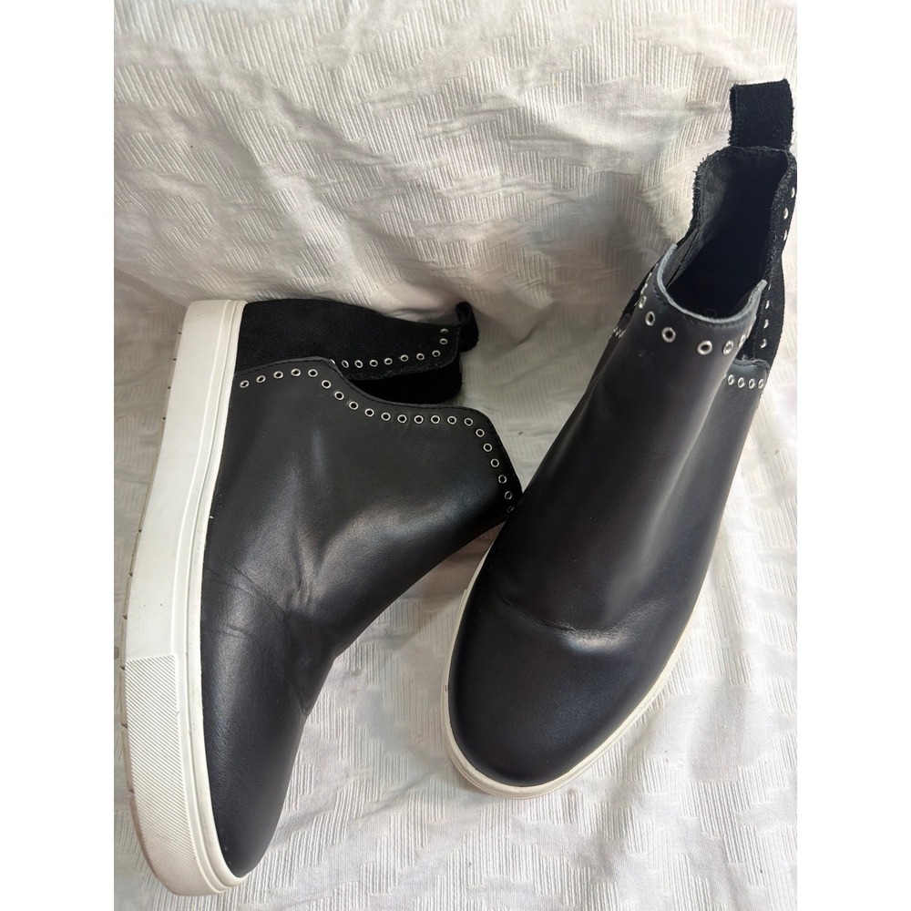 Chelsea & Violet Women's Black Studded Slip On Sneaker Ankle Boots Size 8.5